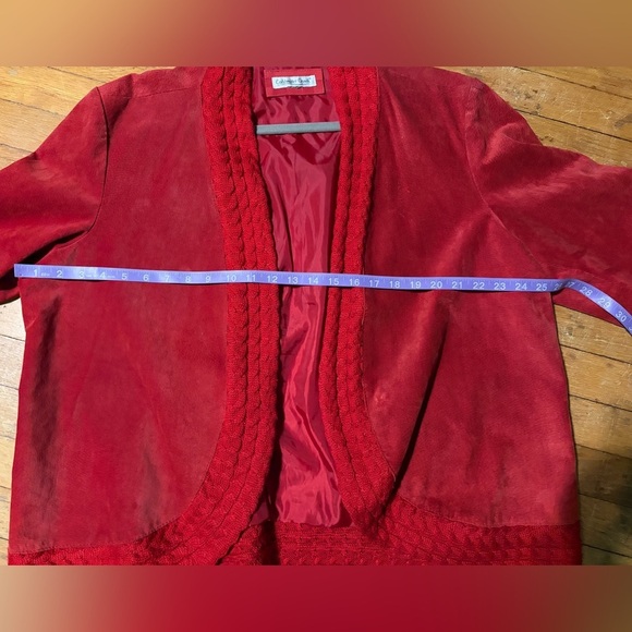 Cold water creek suede red blazer jacket XL leather red holidays Christmas - Picture 8 of 9